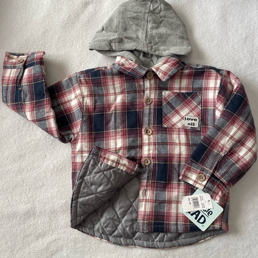 Old Navy Red and Gray Button Down Shirt